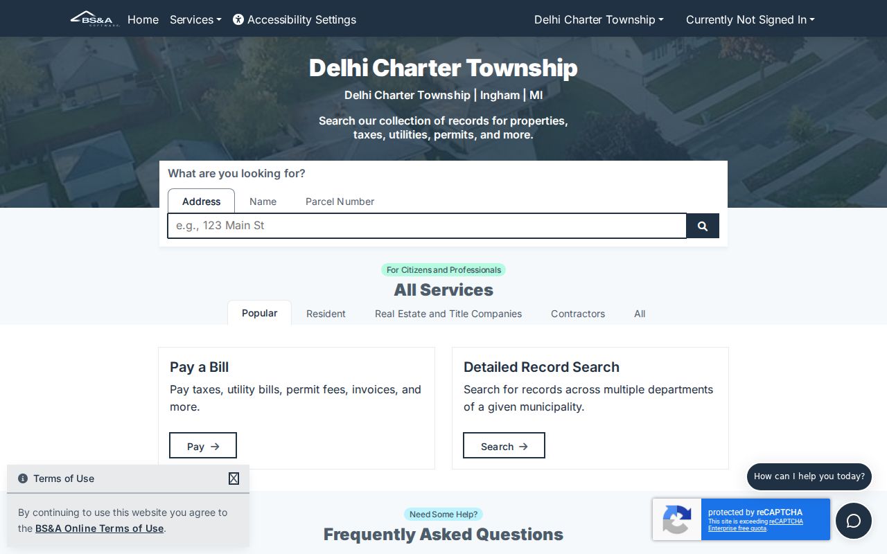 Delhi Township street directory BS&A detailed address search