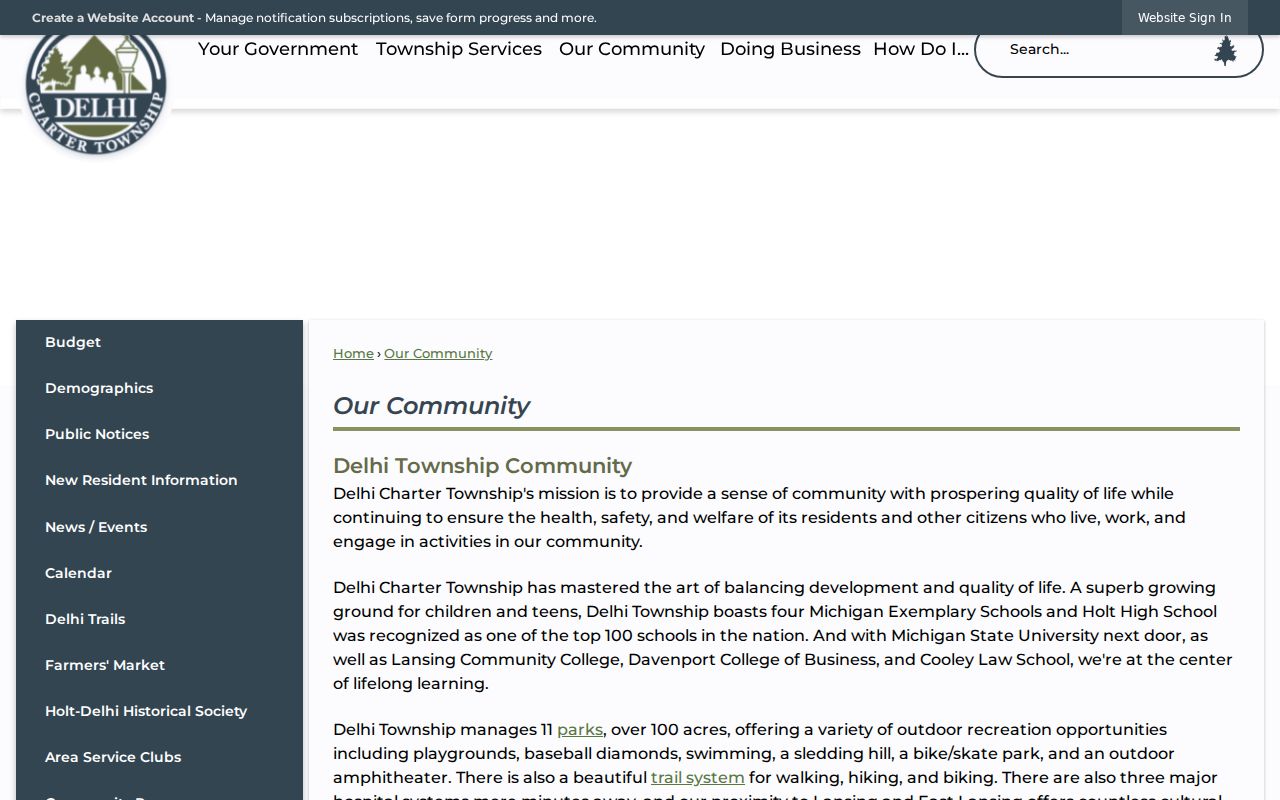 Delhi Township ZIP code directory community and annexation boundary history